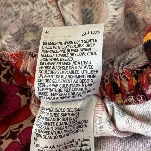 INC Medium Top Floral Geometric Surplice V-Neck Cap Sleeve Ruched Stretch Multi - Picture 10 of 10